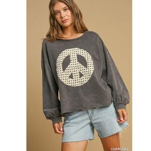 Umgee Charcoal Peace Sign Top